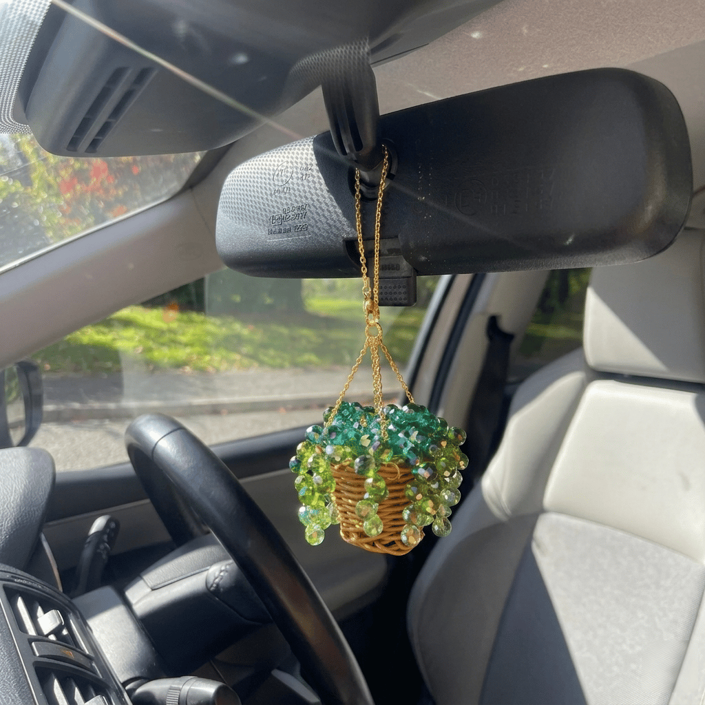 Sun-Kissed Beaded Succulent Car Charm