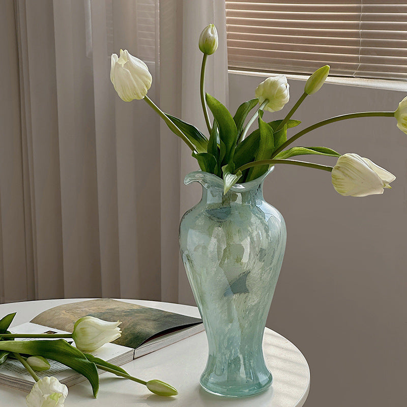 Clear blue glass vase
