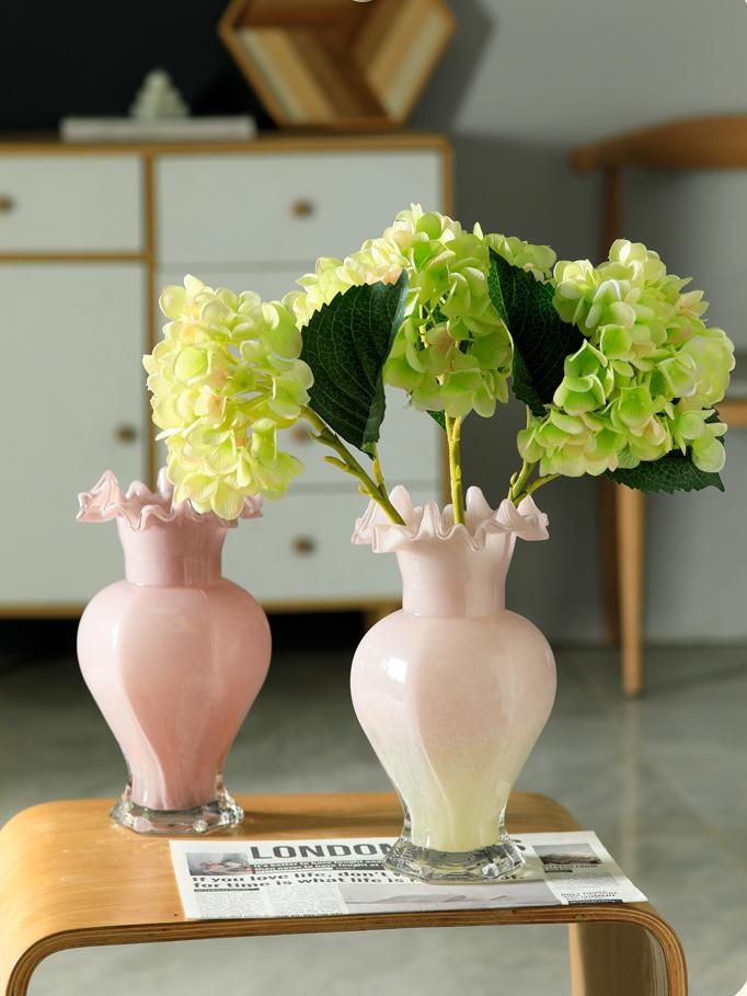 Pink vintage glass vase