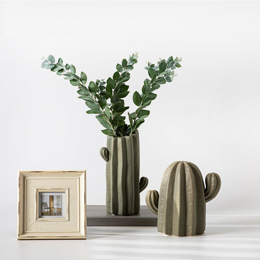 Green Cactus Creative Ceramic Vase