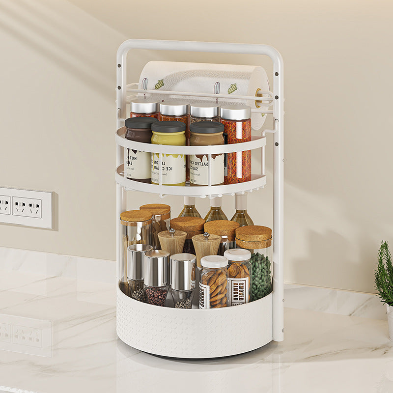 🧂 360° Rotating Spice Rack: Tall Bottle Storage, Rust-Resistant, Tool-Free Setup