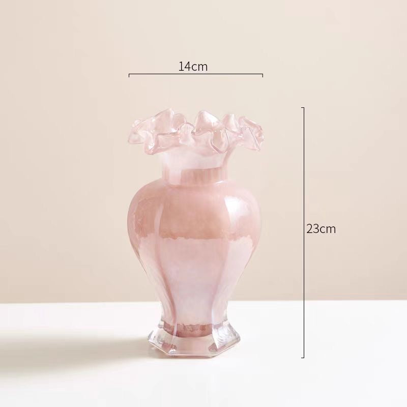 Pink vintage glass vase