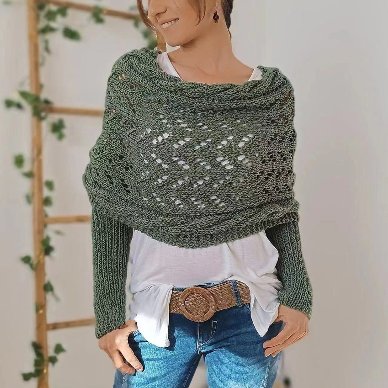 🔥Knitted Cable Wrap, Shrugs For Women, Knitted Wrap