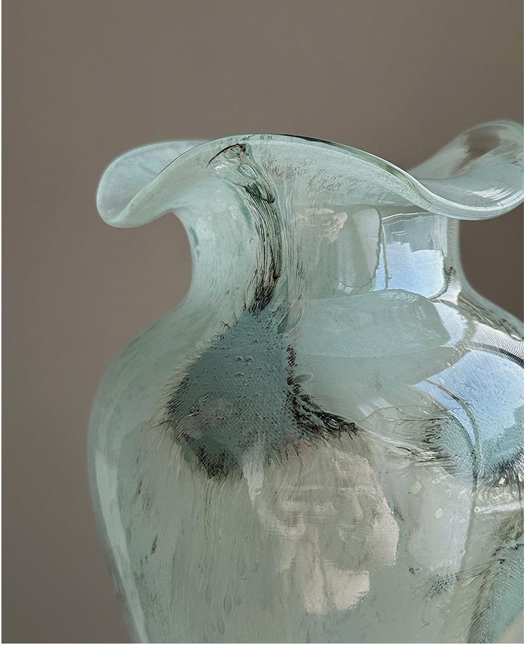 Clear blue glass vase