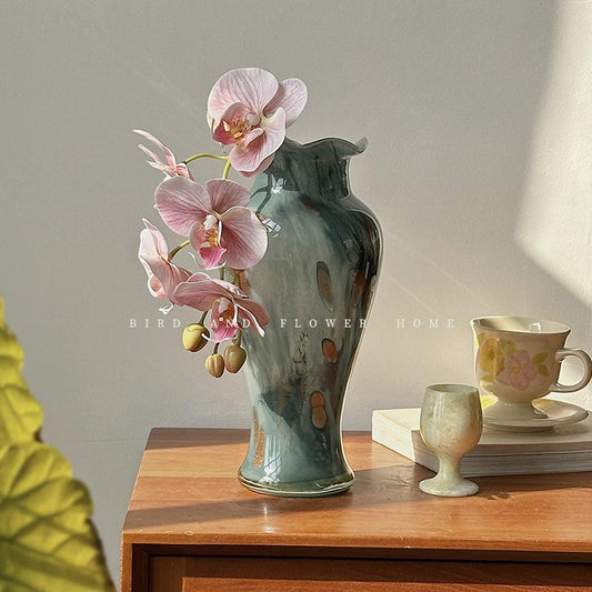 Clear blue glass vase