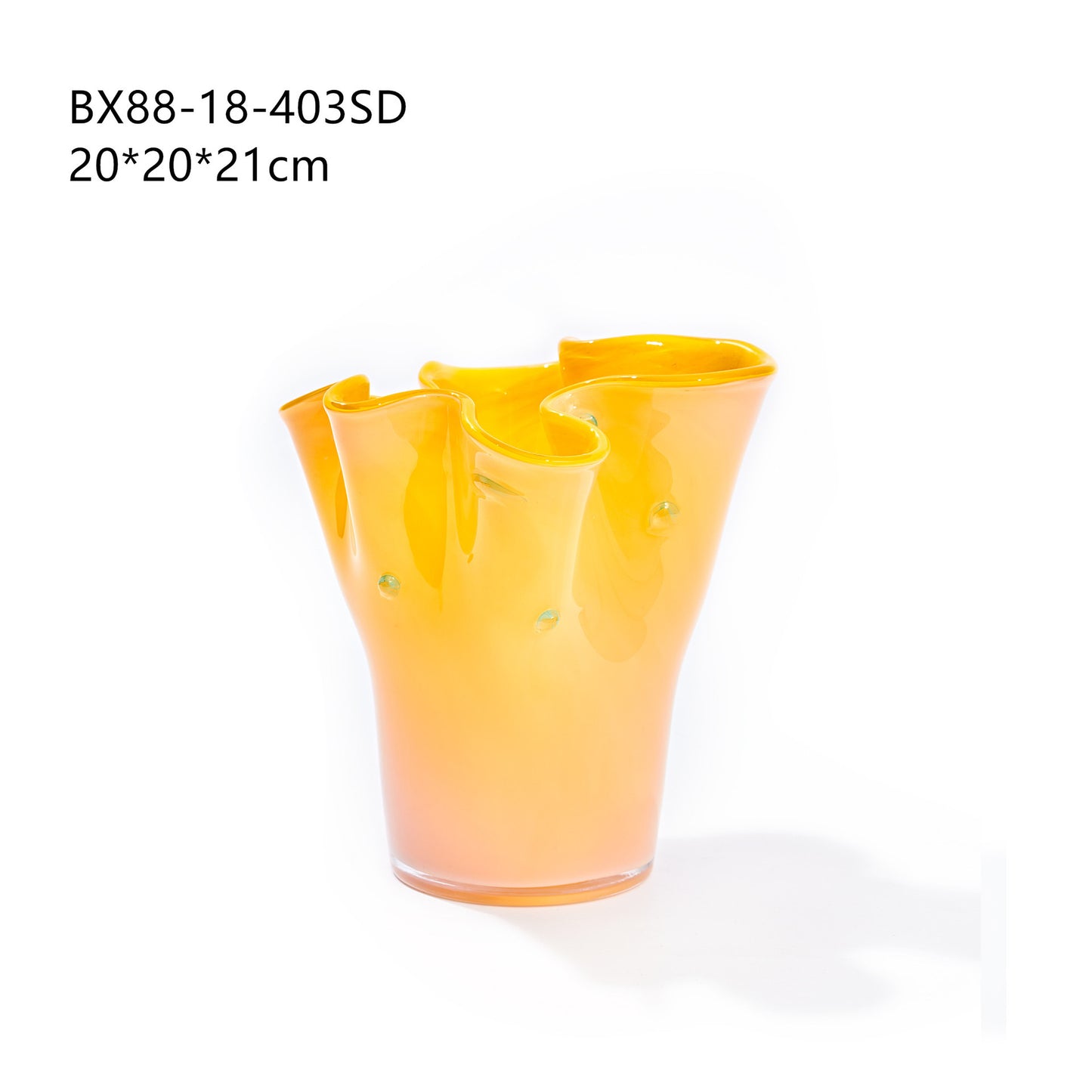 Handcrafted pleated glass vase