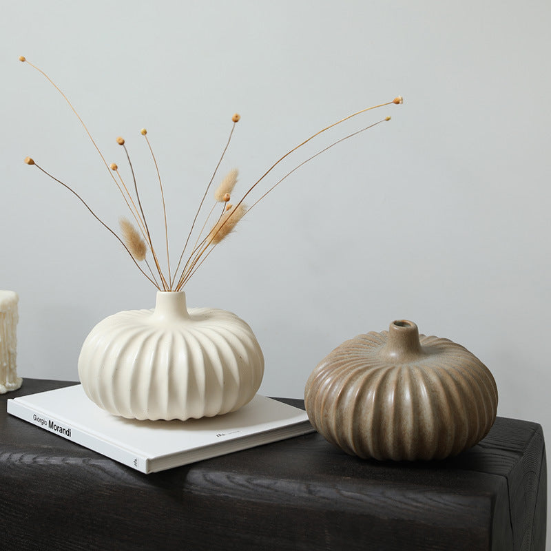 Stylish pumpkin-shaped ceramic vase