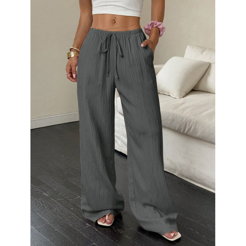 👍✨ Lightweight Linen Pants Solid Color Drawstring Casual Pants -🥰Breathable & Skin-Friendly