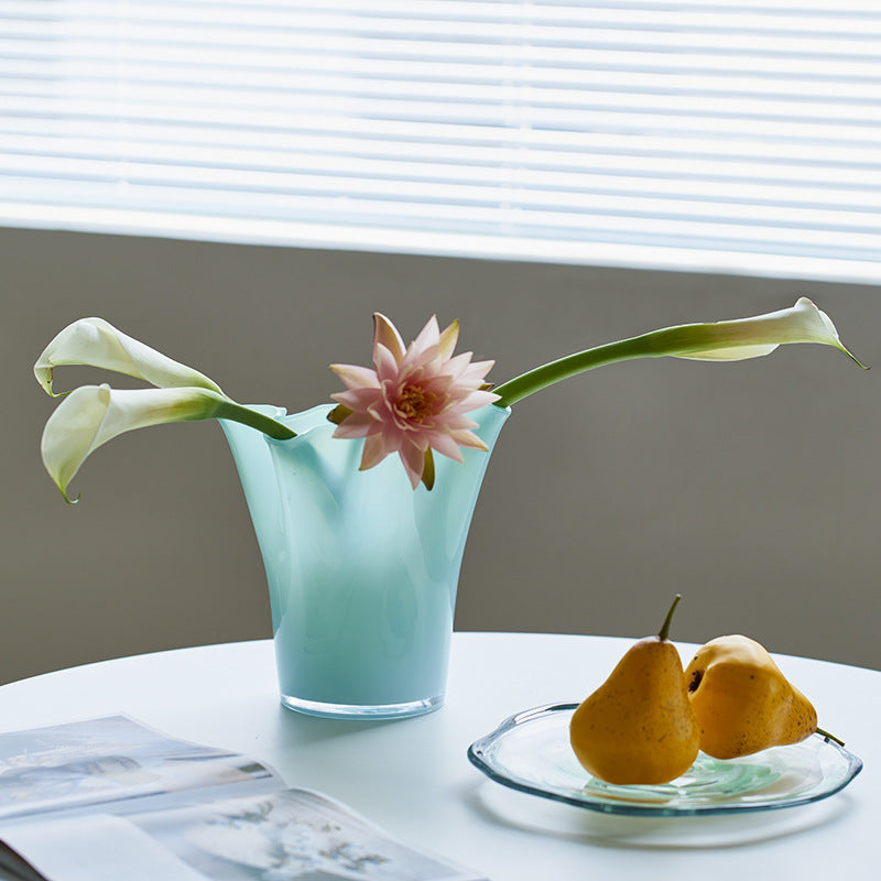 Handcrafted pleated glass vase
