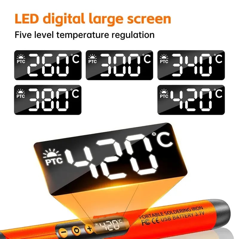 Portable USB Adjustable Temperature Soldering Iron Kit