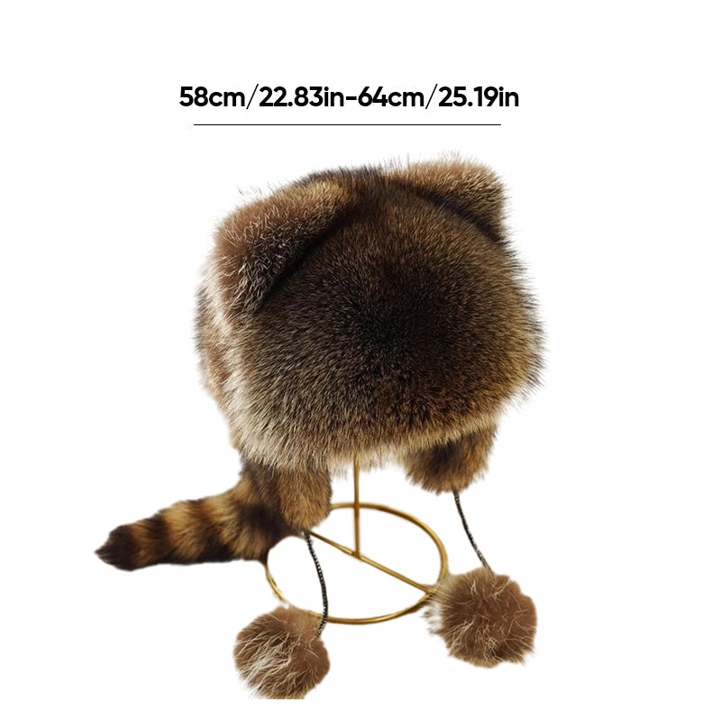 🎁✨Cute Faux fur Raccoon Tail Parent-Child Plush Hat