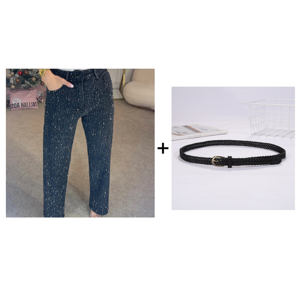 🔥Straight leg jeans with rhinestones