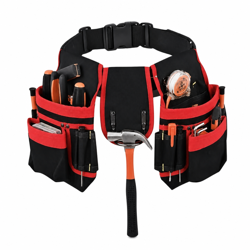 🔧 Heavy-Duty Tool Belt: Magnetic Grip, Reinforced Rivets, Quick Release Buckle, Multi-Pocket