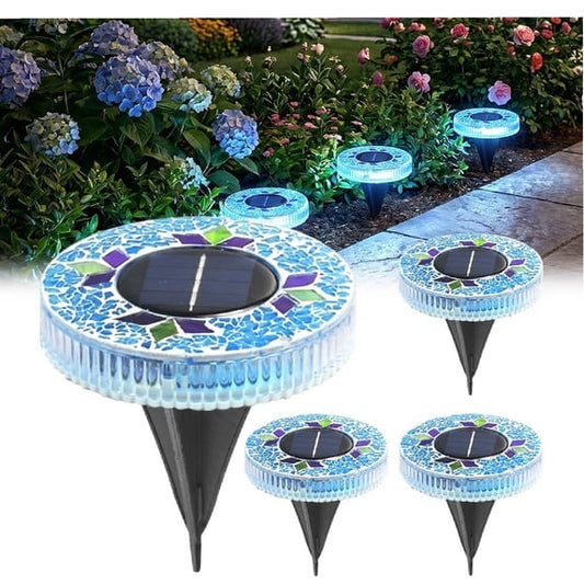 🌅 Spring Best-Seller:4 Pack Solar Outdoor Mosaic Disk Lights✨