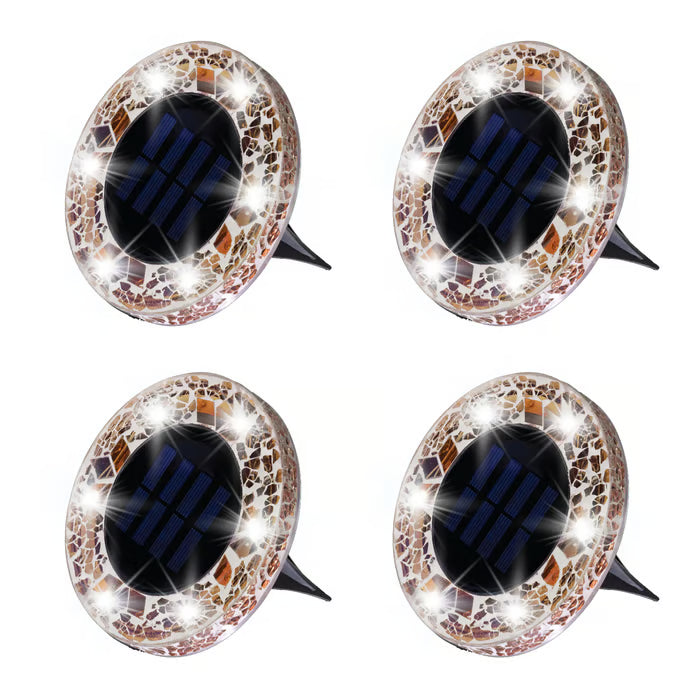 🌅 Spring Best-Seller:4 Pack Solar Outdoor Mosaic Disk Lights✨