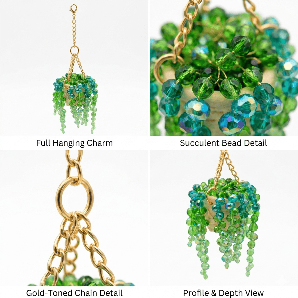 Sun-Kissed Beaded Succulent Car Charm