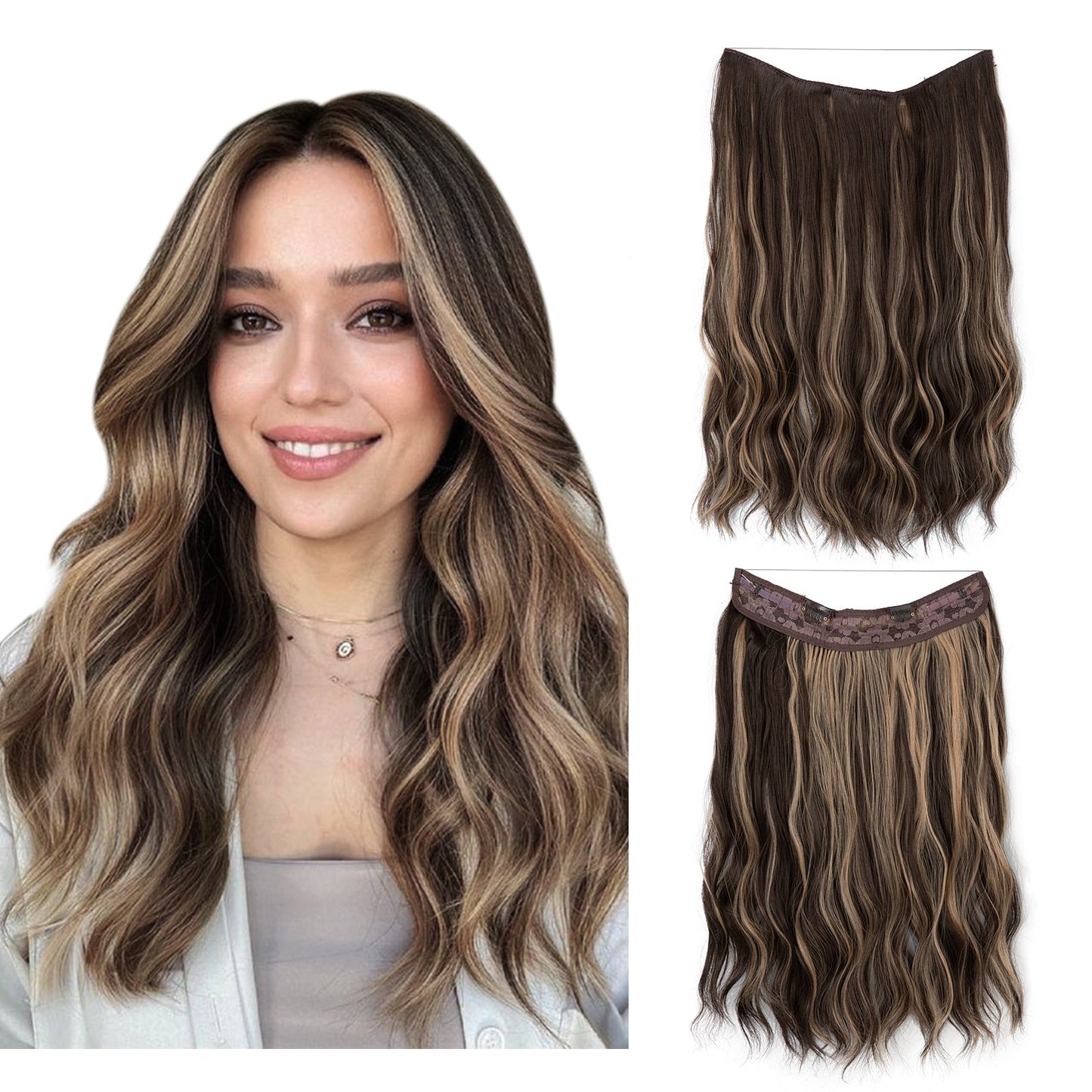 👸One-piece invisible wire hair extensions