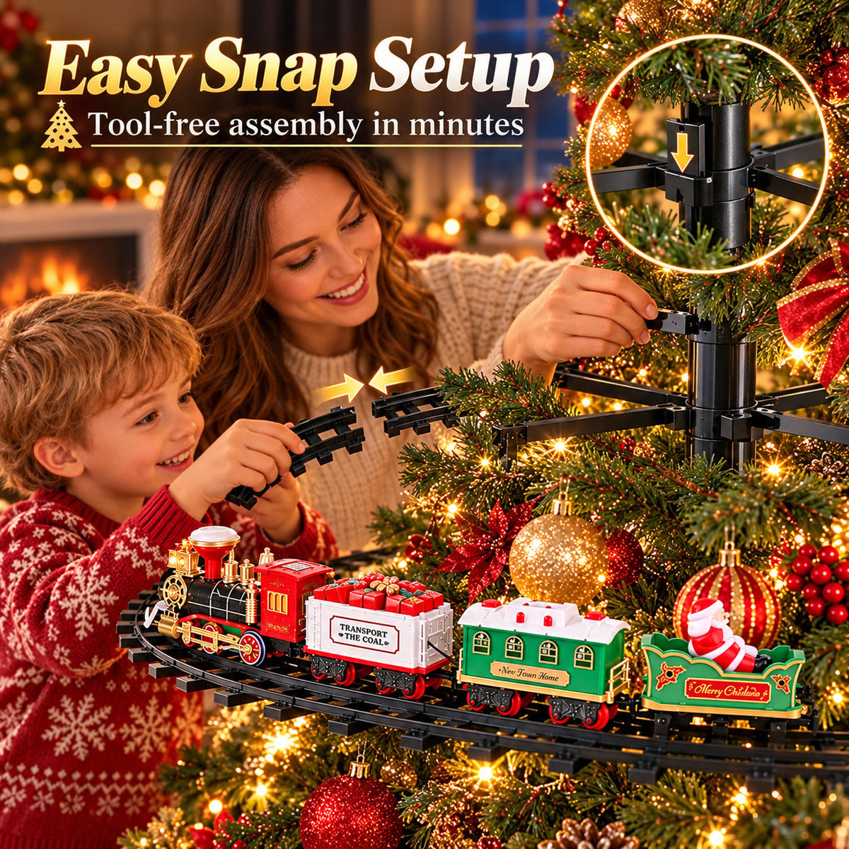 ✨Xmas Tree Hanging Loop Rail Train Ornament  Ideal for Family Christmas Tree Decor & Kids Holiday Gift