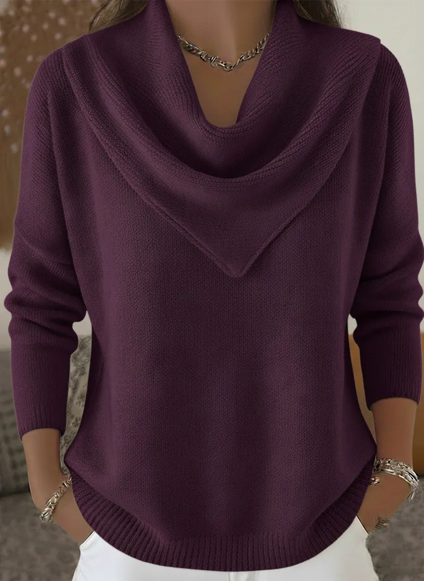 🧥Triangle Neck Solid Color Long Sleeve Tops Casual Sweaters for Women