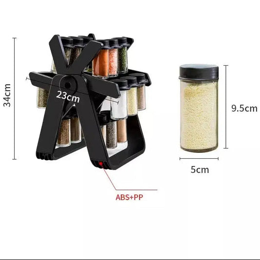 🎡Exquisite Kitchen: Hot Sale rotating spice rack organizer with 18 spice jars