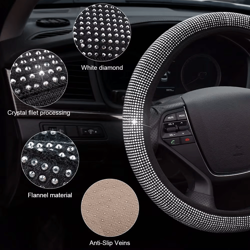 💖Bling Rhinestone Diamond Car Steering Protection