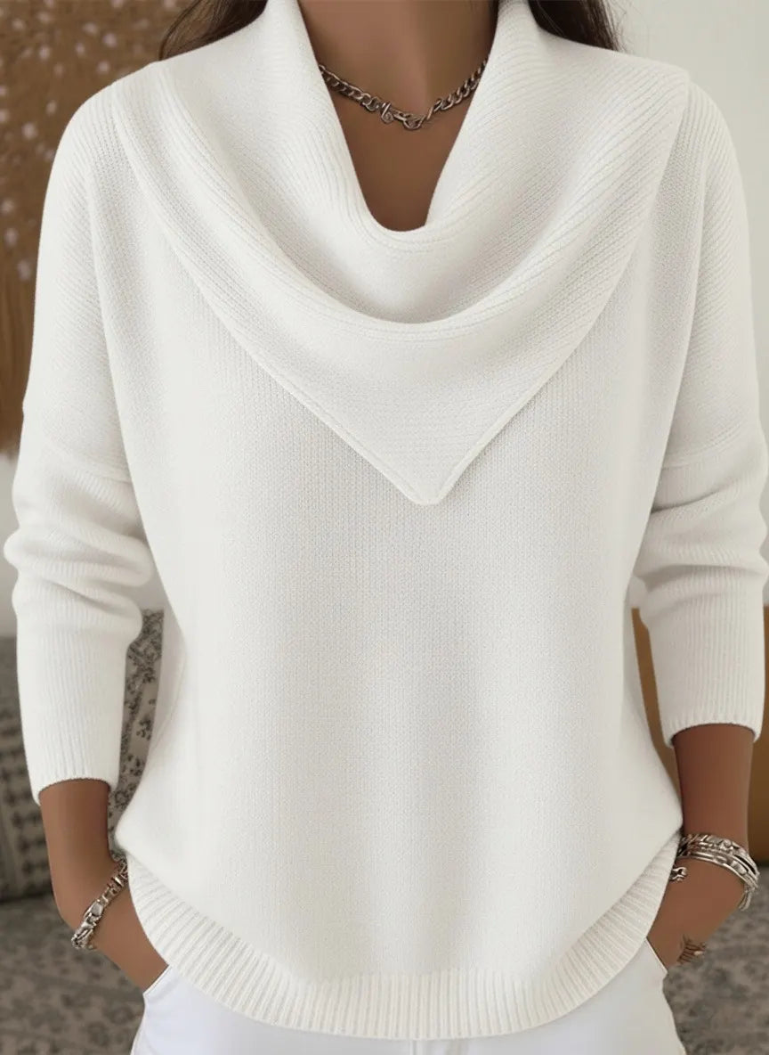 🧥Triangle Neck Solid Color Long Sleeve Tops Casual Sweaters for Women