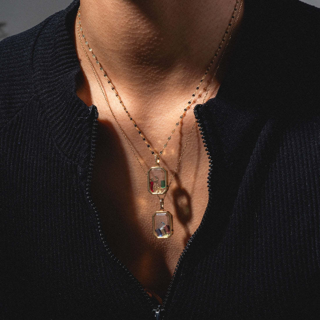 Fillable Locket Pendant Necklace: Gold-Plated Copper, 8 Mini Charms