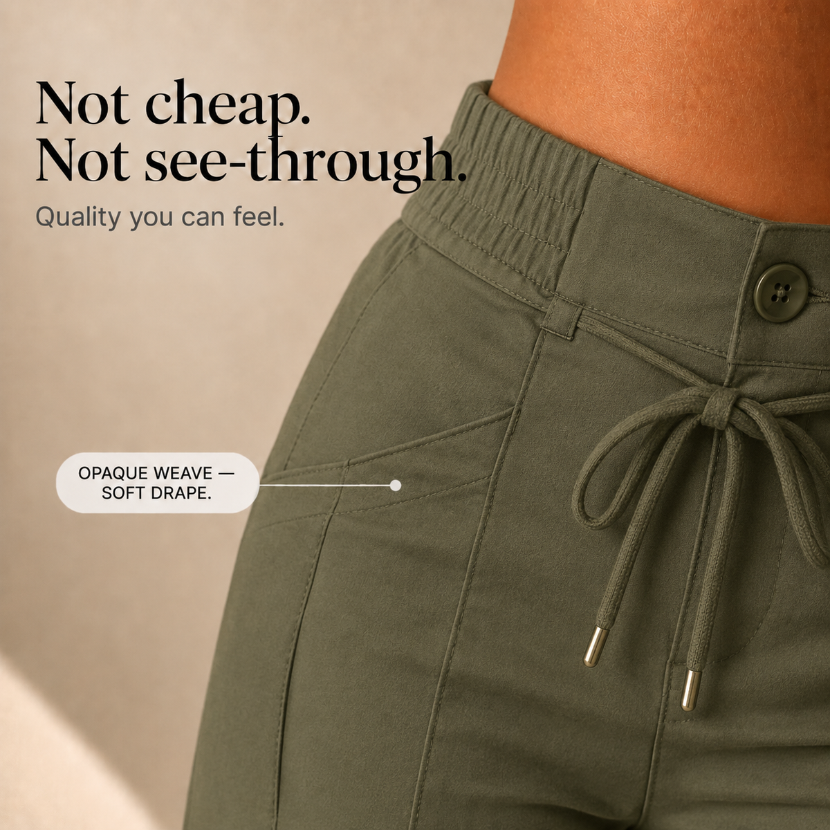 Women's Drawstring Multi-Pocket Straight-Leg Wide-Leg Pants