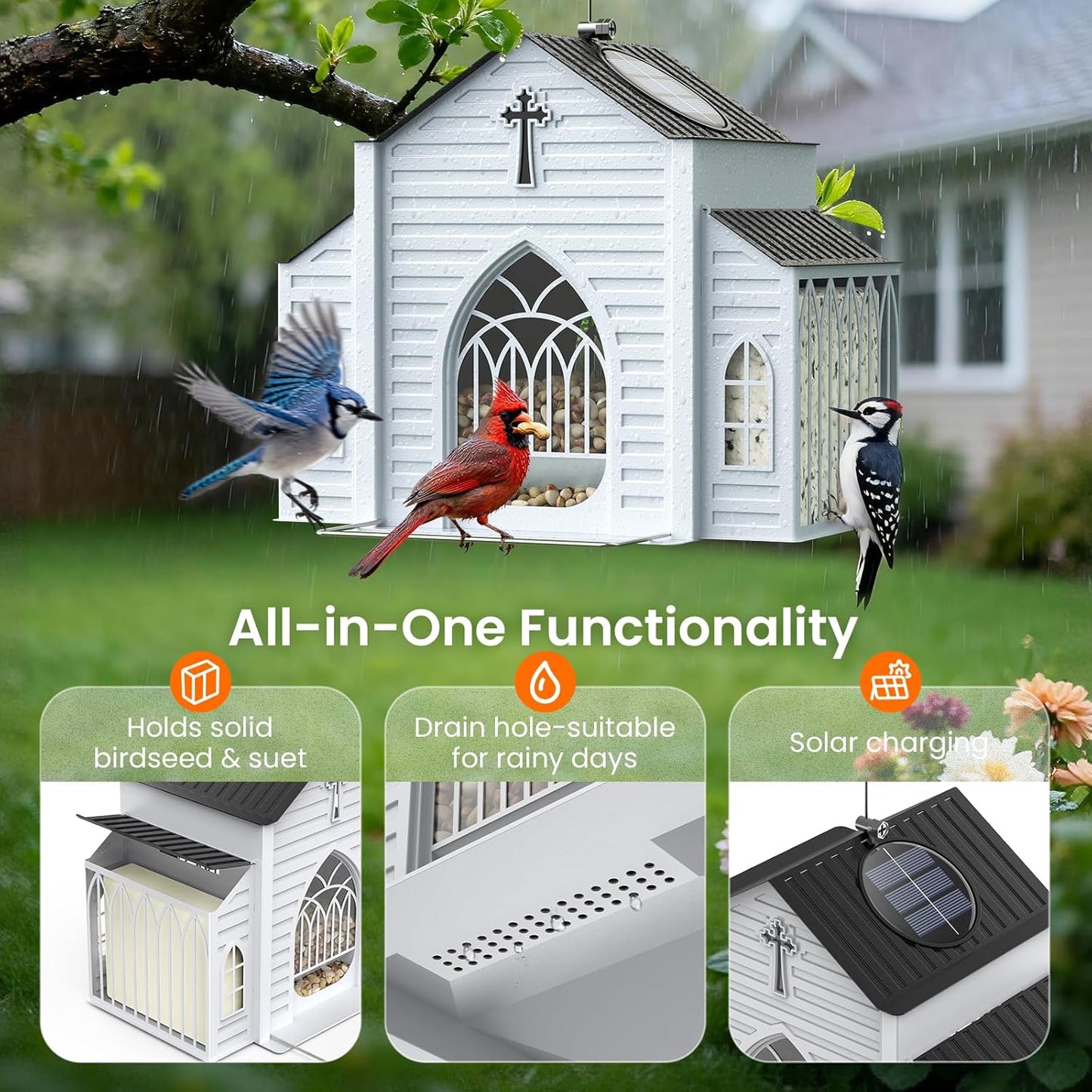 🔥HOT SALE 49% OFF✝️Church-Shaped Metal Solar Bird Feeder🎁Buy 2 Free Shipping