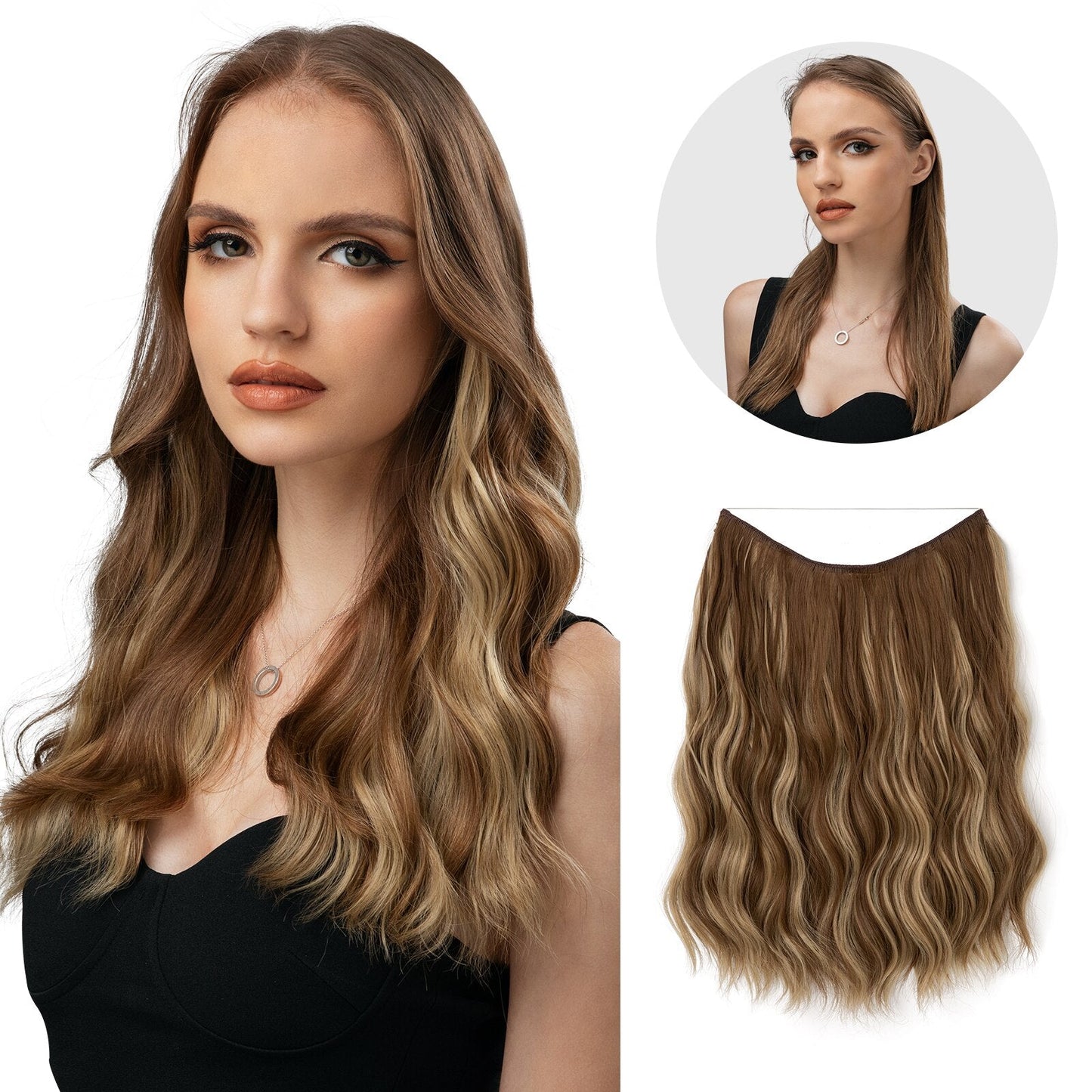 👸One-piece invisible wire hair extensions