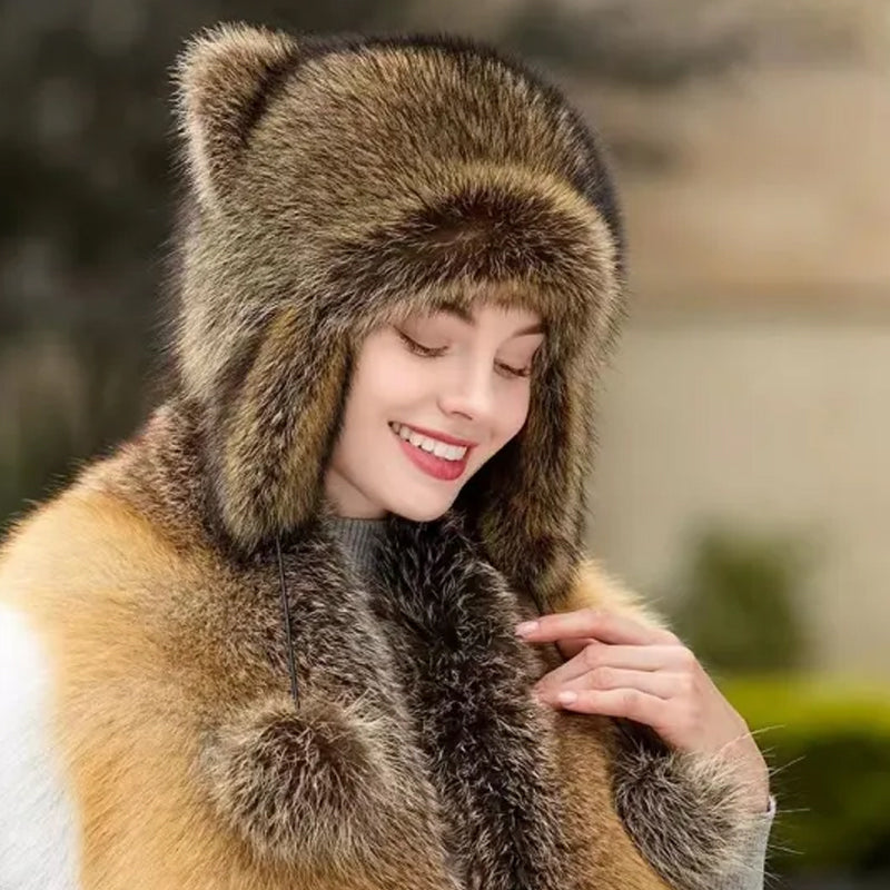 🎁✨Cute Faux fur Raccoon Tail Parent-Child Plush Hat