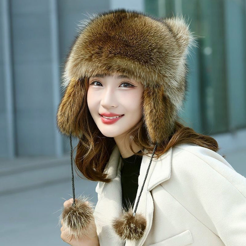 🎁✨Cute Faux fur Raccoon Tail Parent-Child Plush Hat