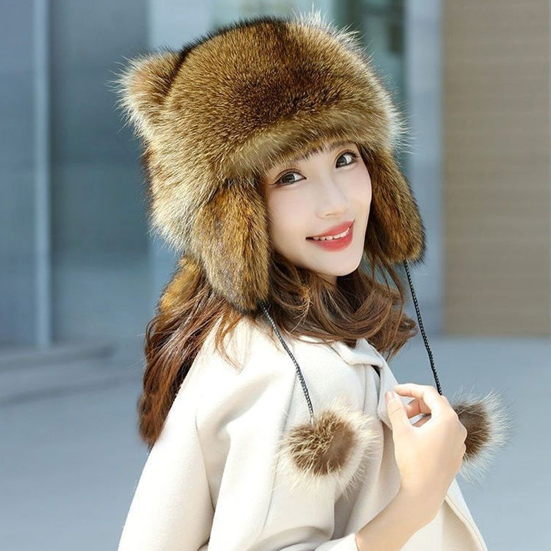 🎁✨Cute Faux fur Raccoon Tail Parent-Child Plush Hat