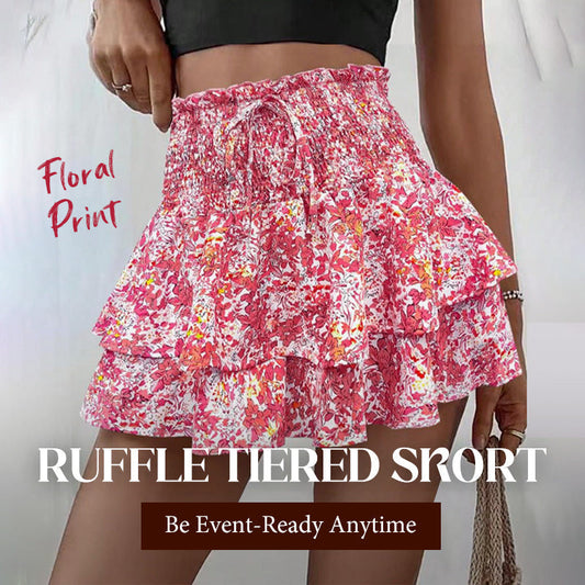 😍💕Lightweight Slimming Floral Ruffle Tiered Skirt✨