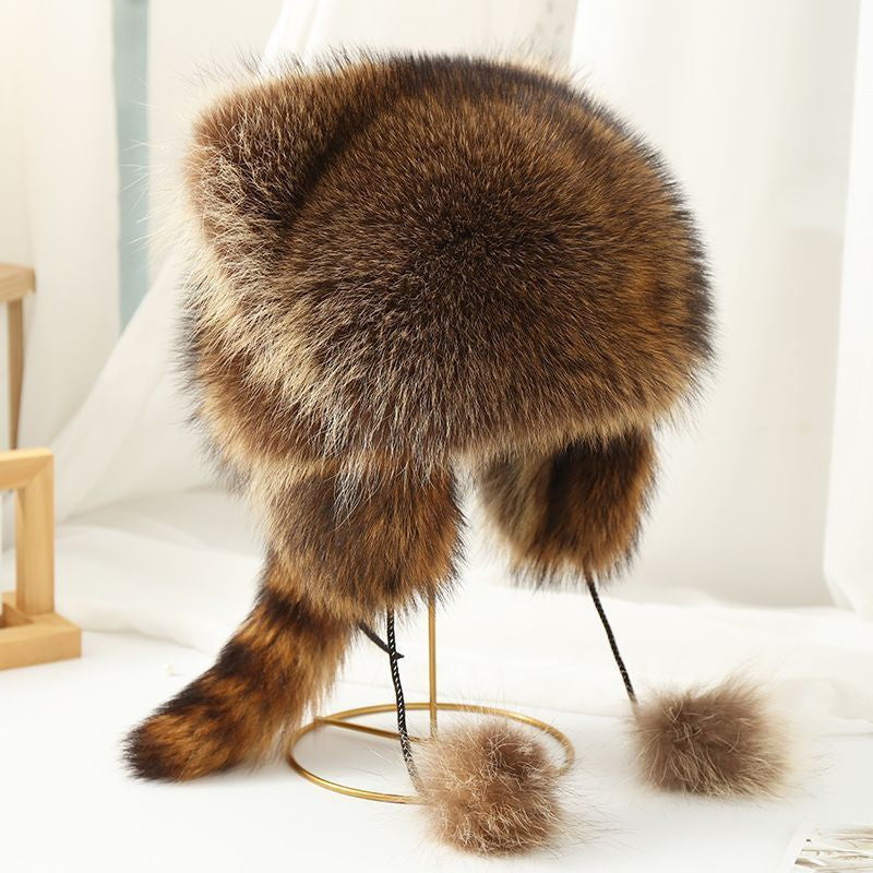🎁✨Cute Faux fur Raccoon Tail Parent-Child Plush Hat