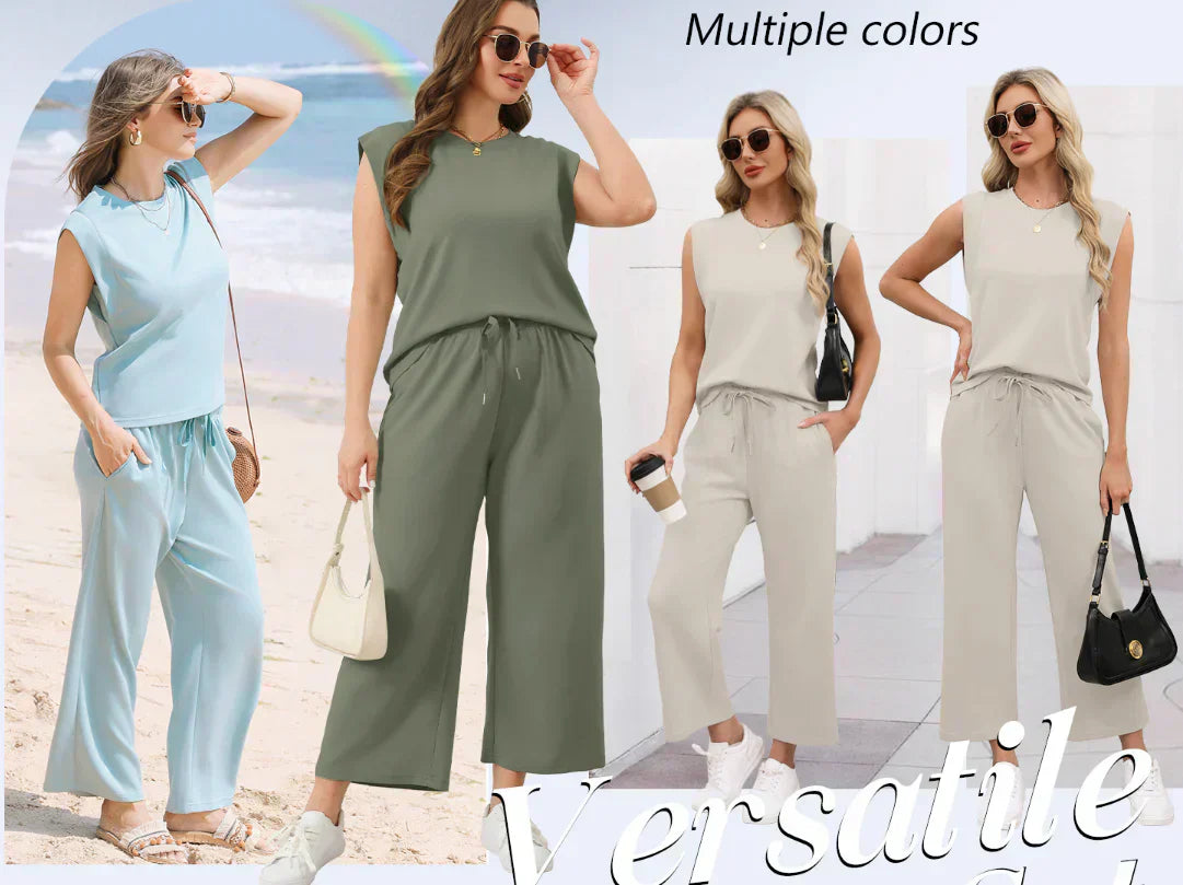 💕 Hot Sale 🔥New Women's  Sleeveless Top & Wide-Leg Pants 2-Piece Set
