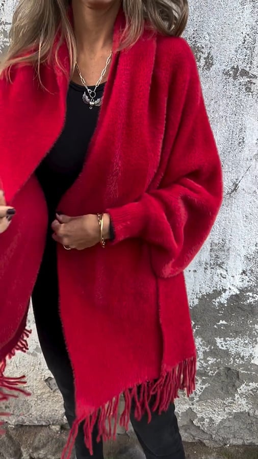 🔥Women's Long Sleeve Casual Tassel Shawl Coat