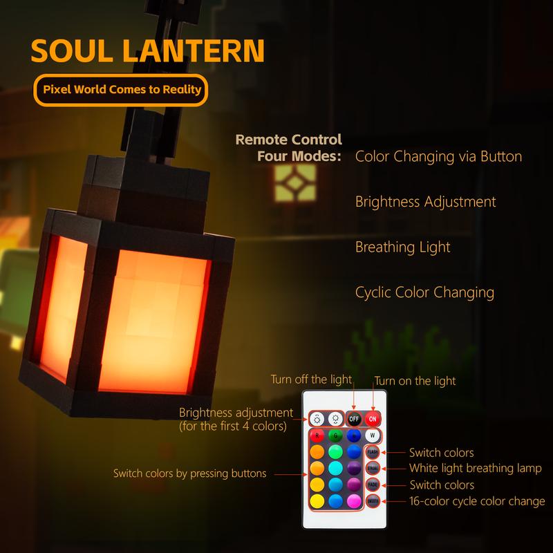 🎁🎮 Funny Pixel Soul Lantern Night Lamp | RGB 16-Color Remote Control + 4 Modes – Spooky & Cool Decor!