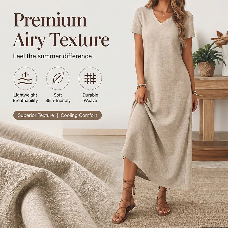 ⌛Limited-Time Offer-Women's Short Sleeve V-Neck Maxi Dress