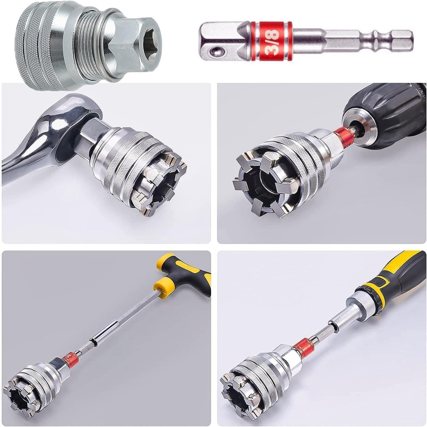 🔧Multi-function Universal Socket Wrench Tool - Universal Maintenance Tool for 3/8" Drive Ratchet Torque Wrench and Power Drill