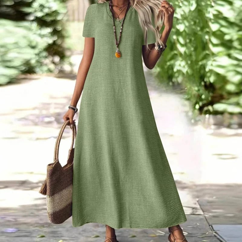 ⌛Limited-Time Offer-Women's Short Sleeve V-Neck Maxi Dress