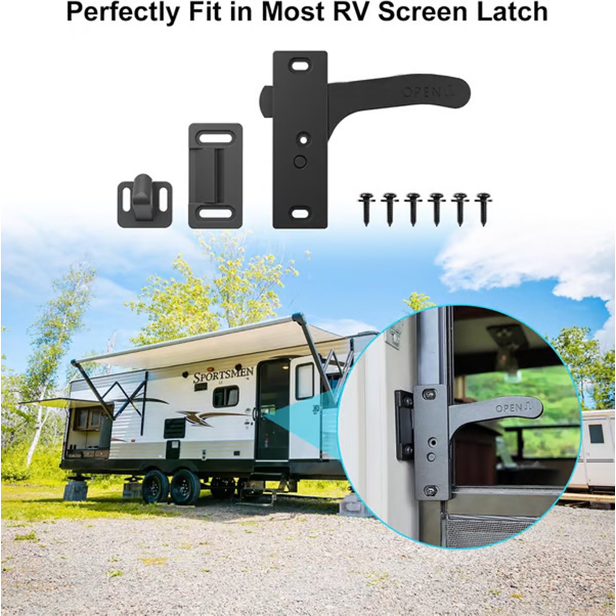 🚗✨2026 Aluminum RV Screen Door Handle Replacement Latch Kit