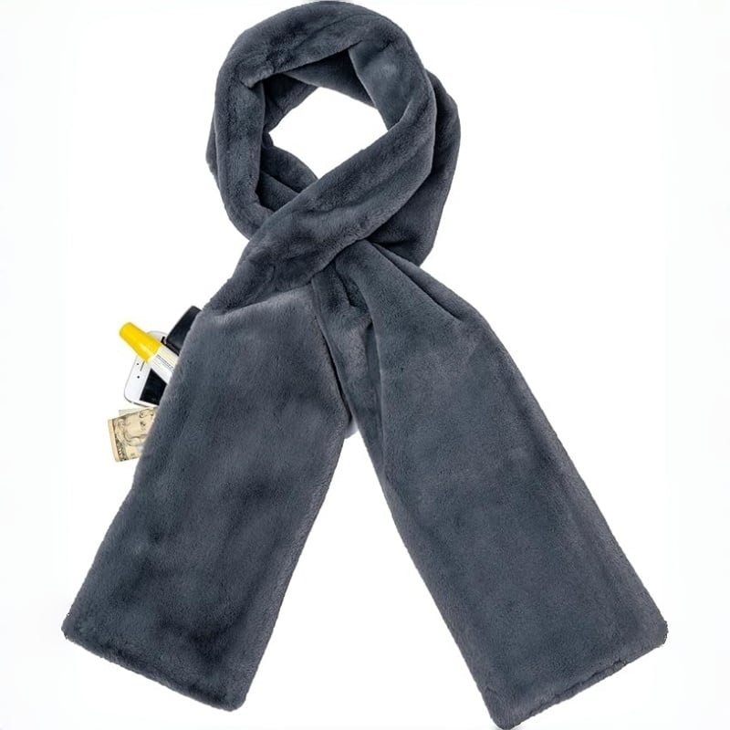 ⚡25K+ SOLD!🔥Ultra-Soft Faux Fur Pull-Through Scarf with Secret Zipper Pocket