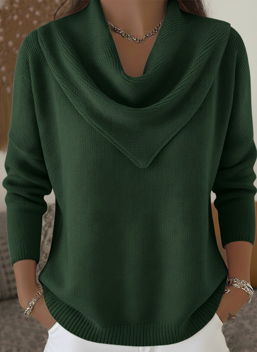 🧥Triangle Neck Solid Color Long Sleeve Tops Casual Sweaters for Women