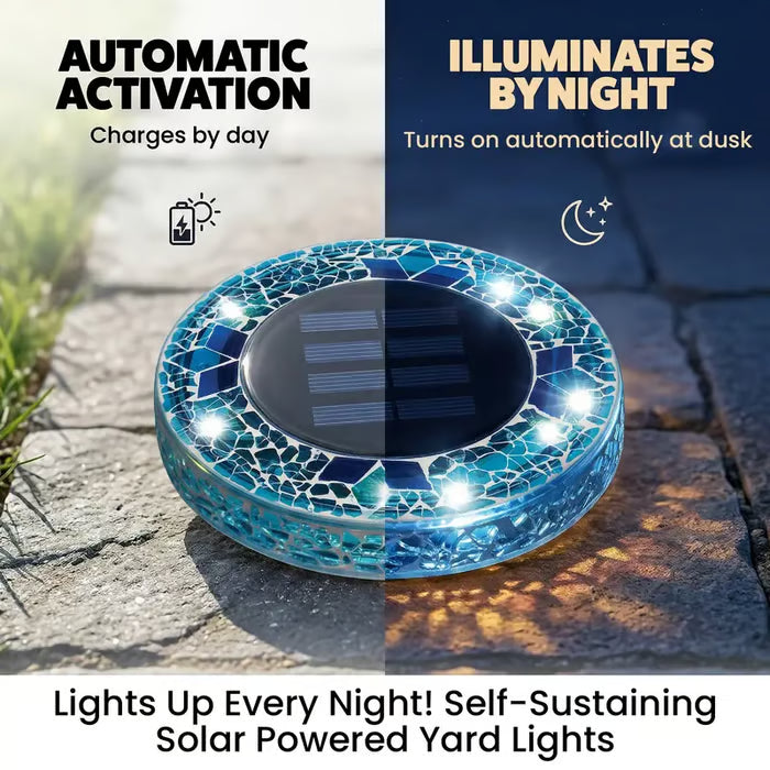 🌅 Spring Best-Seller:4 Pack Solar Outdoor Mosaic Disk Lights✨