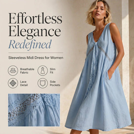 🔥New Arrivals & Special Offers-Women's Sleeveless Lace Trim V-Neck Dress