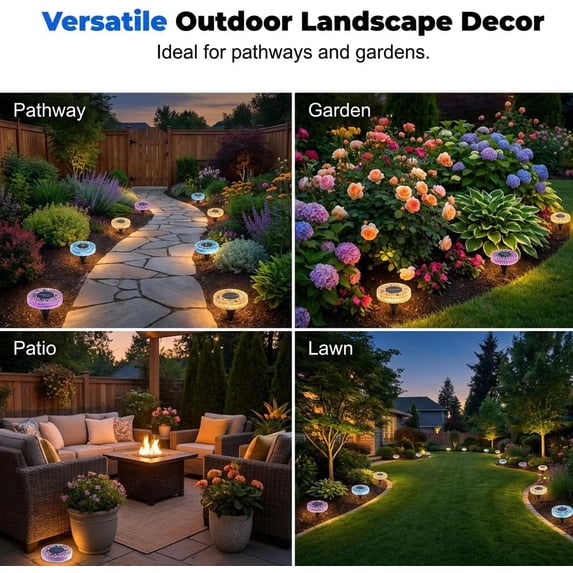 🌅 Spring Best-Seller:4 Pack Solar Outdoor Mosaic Disk Lights✨