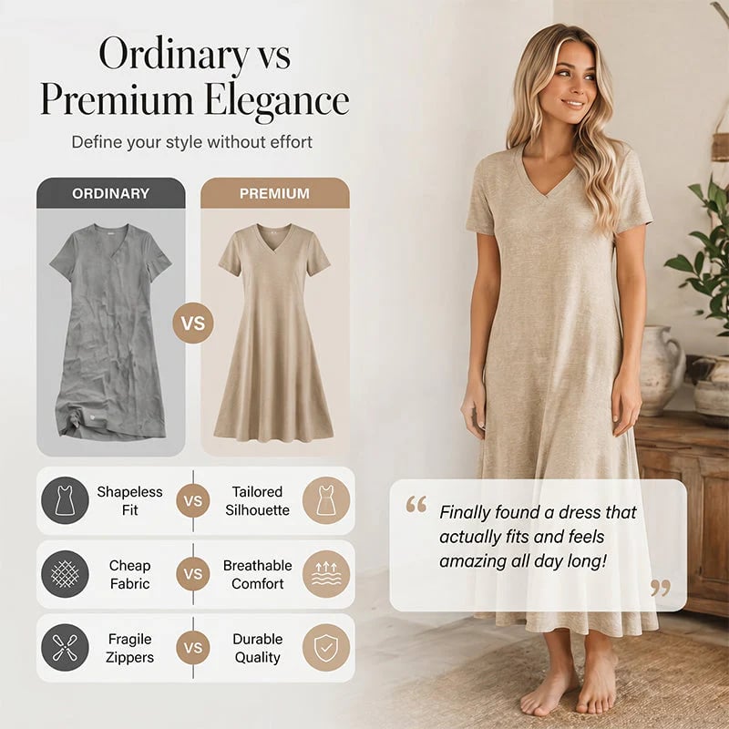 ⌛Limited-Time Offer-Women's Short Sleeve V-Neck Maxi Dress