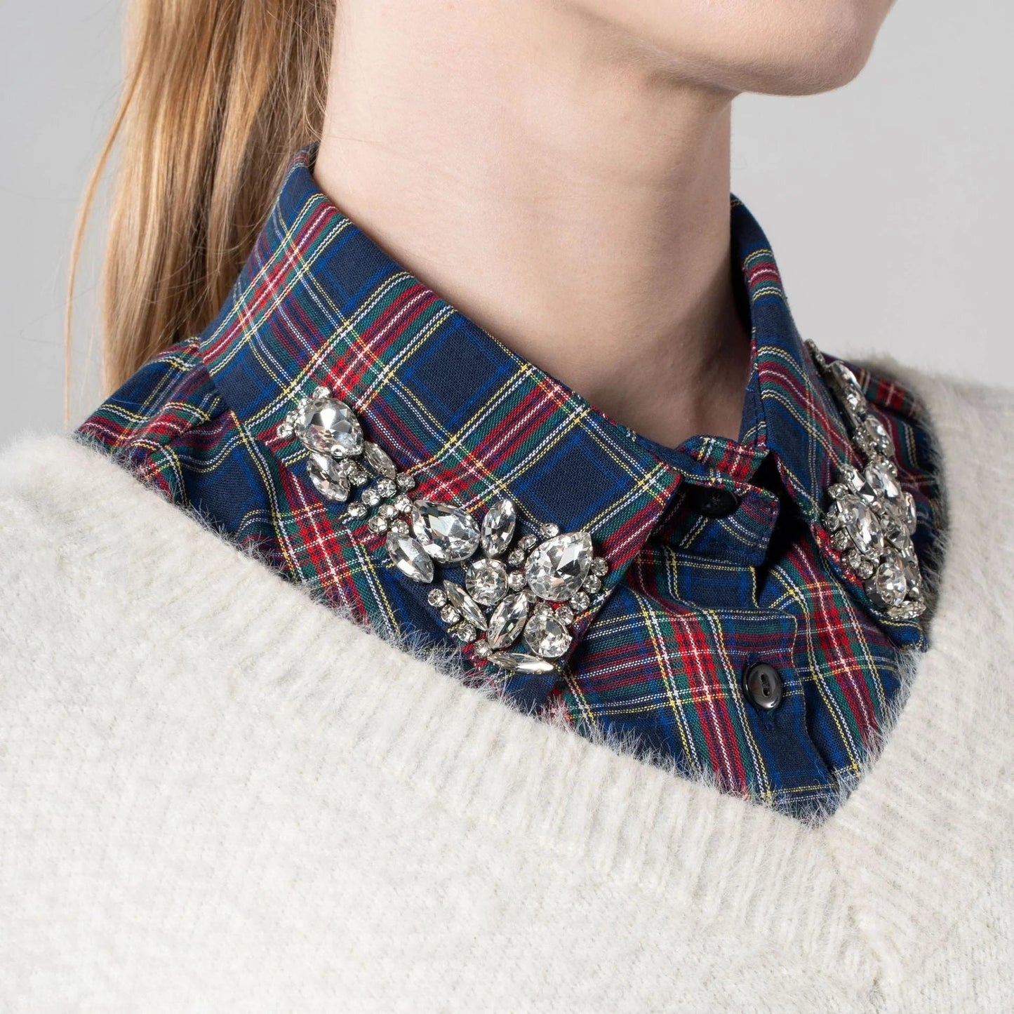 ✨Plaid Rhinestone Detachable Collar-- No More Ugly Sweaters!