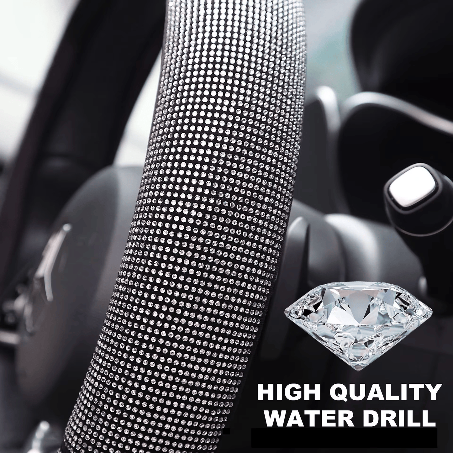 💖Bling Rhinestone Diamond Car Steering Protection